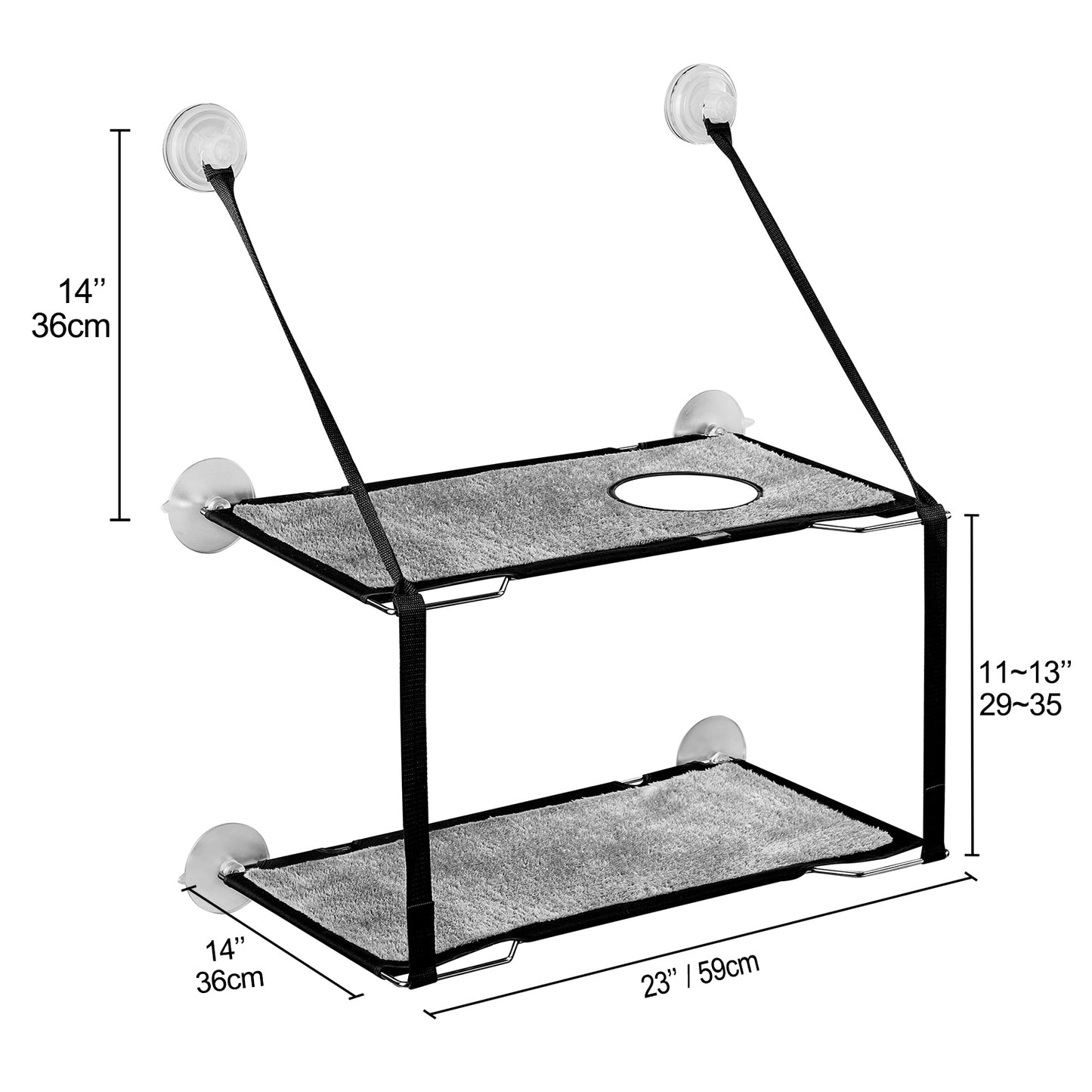 LIFIS Double-Deck Cat Window Hammock Up to 55lb Folding Cat Perch for Window Bed Metal Frames Soft Mats Sunny Seat